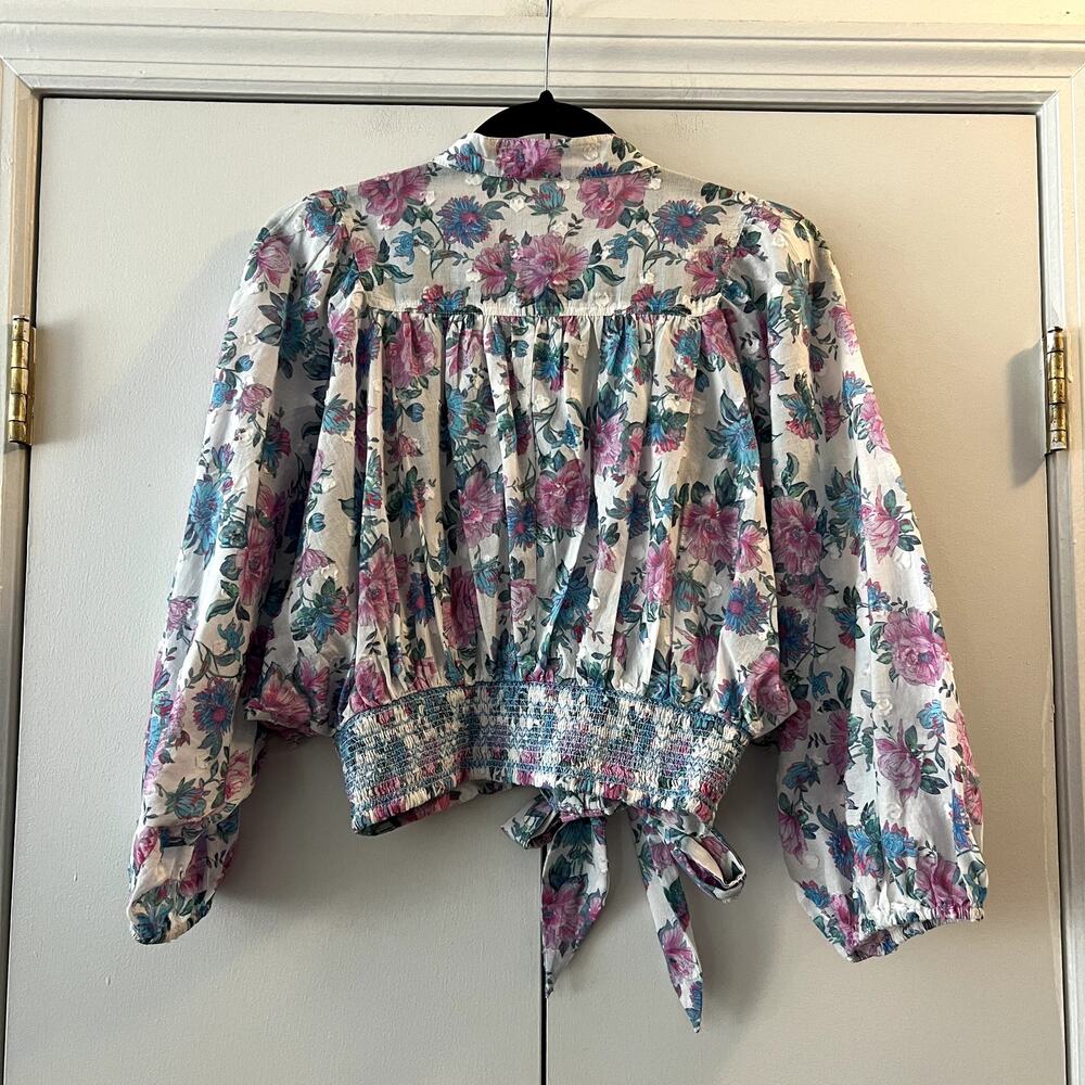 LoveShackFancy Triste Crop Top in Sea Orchid 100% cotton Size M D1 - Picture 6 of 6